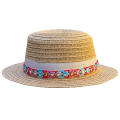 Sombrero Canotier Espejos Rafia Niños