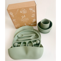 Set de alimentación bebé ( 100% silicona)- Verde Sage