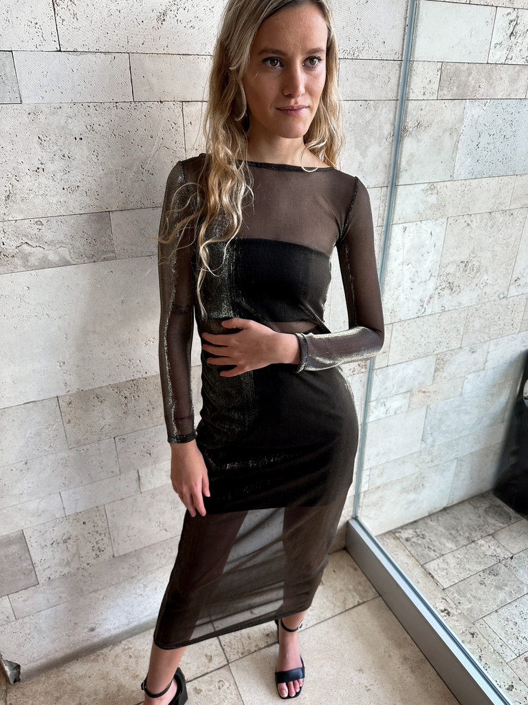 Vestido dorado tornasol clearance