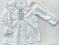 Camisa Smock pechera Celeste