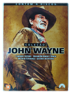 DVD Coleção John Wayne 4 Filmes Geleiras do Inferno + 3 Novo Original Um Fio de Esperança Quando Um Homem é Homem Caminhos Ásperos