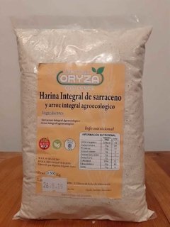 Harina Integral de Sarraceno y Arroz Integral Agroecológico Oryza x 500 Gr.