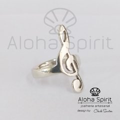 Anel de Prata 950 - Clave de Sol - Jóias Aloha Spirit