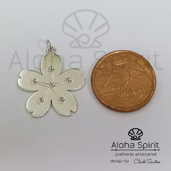 Pingente de Prata 950 - Sakurá - Flor de Cerejeira - Jóias Aloha Spirit
