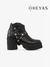 Bota con plataforma y estribos con tachas NEGRO (BRESY)