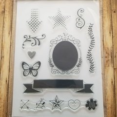 SELLO DECORACION - ARABESCOS-ESTRELLA - MARIPOSA - CORAZON diseños varios (plancha x14) - comprar online