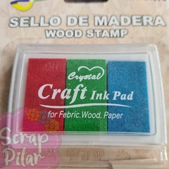 SET DE 9 SELLOS DE MADERA - PRINCESA - CON TINTA VERDE, ROJA Y TURQUEZA - - comprar online