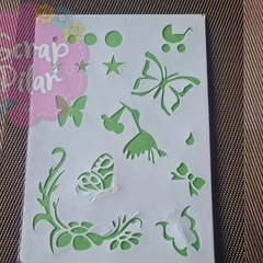 Stencil Plantilla Mediana - MODELO NACIMIENTO - MARIPOSA - 21 X 14 cm -