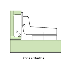 Dobradiça caneco grande, embutida, com amortecedor. Acabamento ouro velho. Unidade: PEÇA Acabamento: Ouro Velho Observação: Porta sobreposta, recobrimento total.