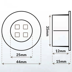 Spot LED, luz branca 6000º K, bivolt, 1,5 w. Unidade: PEÇA Dimensional: Diâmetro do furo 35mm Acabamento: Escovado