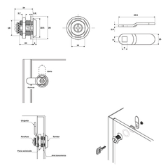 Fechadura cilindro para portas/gavetas em madeira ou metal.  Unidade: PEÇA Acabamento: Niquelado Observação: Fixação com porca