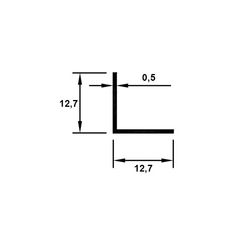 Perfil cantoneira em alumínio.  Unidade: METRO Dimensional: 12,7x12,7mm Acabamento: Alumínio