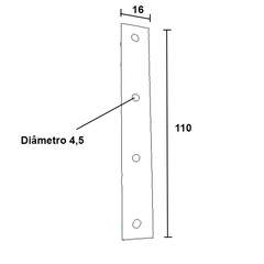Chapa para fixação.  Acabamento: Zincado