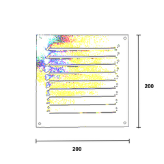 Grade para ventilação sobreposta, com tela metálica.  Unidade: PEÇA Dimensional: 200x200mm Acabamento: Natural Observação: Com tela metálica