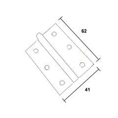 Dobradiça pino solto.  Acabamento: Zincado Dimensional: 1.1/2" (38X33mm), 2" (49X40mm), 2.1/2" (63X45mm), 3" (75X48mm), 3x2.1/2" (76x63mm), 3X3" (76x75mm), 3.1/2" (87x58mm) Observação: Pino solto.