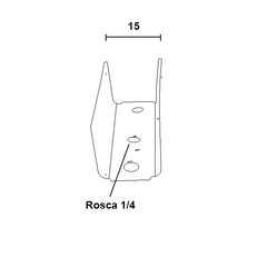 Chapa "U" para fixação de rodízios e sapatas numa chapa de 15 mm.  Unidade: PEÇA Acabamento: Preto Roscas: 1/4 ou 5/16