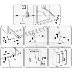 Cabideiro articulado extensível (basculante) para armários ou roupeiros.  Fixação lateral.  Unidade: PEÇA Dimensional: 830 -1150mm Acabamento: Preto / cromado Observação: Capacidade de carga: 12kg