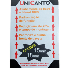 Dispositivo para montagem de gavetas, nichos, etc. Padronização de furação. Padroniza e alinha frentes de gaveta e/ou nichos.  Unidade: KIT com 4 unidades Dimensional: 15mm Acabamento: Cinza Observação: Plástico