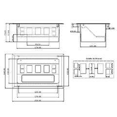 Caixa para tomadas embutidas no móvel.  Dimensional: 210 x 140 x 75mm Cores: Branco OU Preto Observação: Caixa para 3 tomadas elétricas, vendidas separadamente