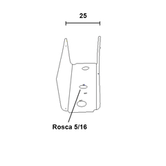 Chapa "U" para fixação de rodízios e sapatas numa chapa de 25 mm.  Unidade: PEÇA Acabamento: Preto Roscas: 1/4 OU 5/16
