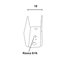 Chapa "U" para fixação de rodízios e sapatas numa chapa de 18 mm.  Unidade: PEÇA Acabamento: Preto Roscas: 1/4 OU 5/16