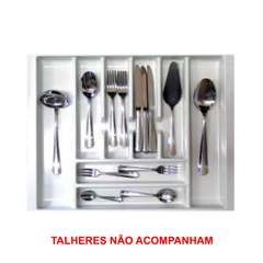 Organizador de gavetas (interno) para talheres.                                                        Observação: Mínimo: 500x400mm / Máximo: 525x455mm Altura: 45mm Acabamento: Branco