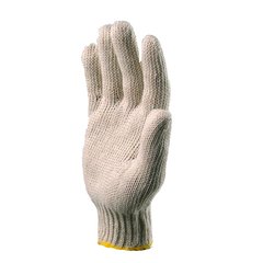 Luva de segurança tricotada em malha de algodão, modelo reversível, punho com elástico.  Unidade: PAR