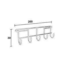 Porta cintos, com 5 ganchos  Unidade: PEÇA Dimensional: 220x67mm Acabamento: Cromado