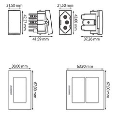 Tomada telefone para móveis. Placa de acabamento, simples ou dupla, VENDIDA SEPARADAMENTE.  Unidade: PEÇA Acabamento: Branco Observação: Telefone