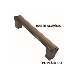 Puxador em alumínio anodizado para gavetas ou portas de armário.  Unidade: PEÇA Acabamento: Anodizado Bronze Observação: Pé em plástico bronze