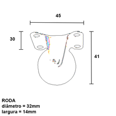 Rodízio fixo para móveis, rack, etc. Acabamento: Polipropileno preto Observação: Capacidade de carga 25 kg