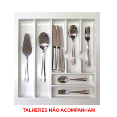 Organizador de gavetas (interno) para talheres.                                                        Dimensional: Mínimo: 385x400mm / Máximo: 420x460mm Acabamento: Branco Observações: - Divisória para talheres; - ESTE PRODUTO NÃO DEVE SER ENVIADO PELOS 