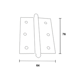 Dobradiça pino bola.  Dimensional: 3x2" (76X50mm), 3x2.1/2" (76X64mm), 3x3" (76X76mm), 3.1/2x2.1/2" (89X64mm) Acabamento: Preto Observação: Pino solto