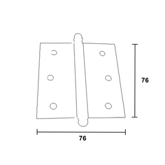 Dobradiça pino bola.  Dimensional: 3x2" (76X50mm), 3x2.1/2" (76X64mm), 3x3" (76X76mm), 3.1/2x2.1/2" (89X64mm) Acabamento: Preto Observação: Pino solto