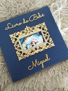 Livro do Bebê Luxo - Moldura Luxo - Matelassé Azul - comprar online