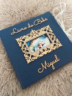 Livro do Bebê Luxo - Moldura Luxo - Matelassé Azul