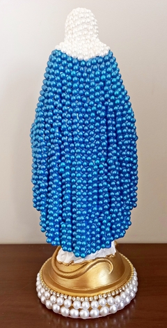 Nossa Senhora das Graças com pérolas - 30 cm - Azul Claro