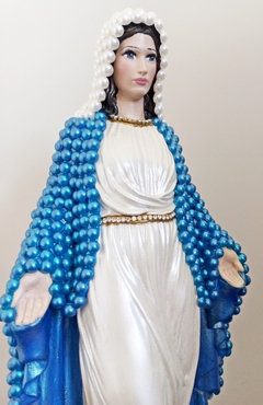 Nossa Senhora das Graças com pérolas - 30 cm - Azul Claro na internet
