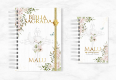 Kit - Bíblia Infantil Personalizada Com Nome + Livro de Orações Mandaluhz - Divino Espírito Santo