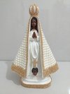 Nossa Senhora Aparecida com pérolas - 28 cm - Branco Perolado