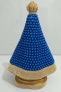 Nossa Senhora Aparecida com pérolas - 28 cm - Azul Escuro na internet