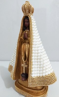 Nossa Senhora Aparecida com pérolas - 28 cm - Bege - comprar online