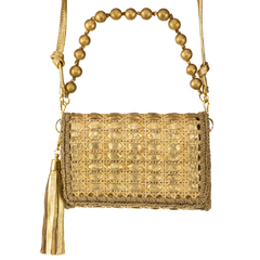 BOLSA CLUTCH SIENA LEATHER METAL GOLD