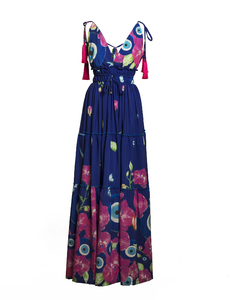 VESTIDO SANTORINI BLOOM AZUL - loja online