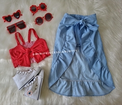 Conjunto Blue(short saia +cropped - comprar online