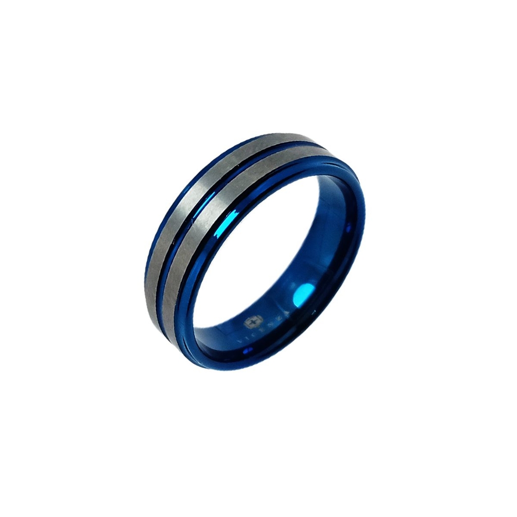 Anillo De Tungsteno Y Titanio Modelo Ancona Blue