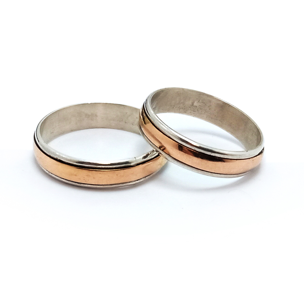 Alianzas Modelo Bah a Media Ca a Plata 925 Centro en Oro 18k Rose