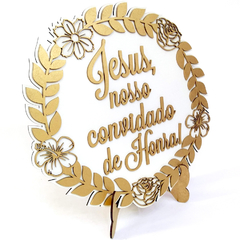 PLACA PARA CASAMENTO FLOWERS com suporte de mesa