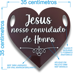 Placa casamento Jesus nosso convidado de honra para Casamento Entrada Igreja Cerimônia formato coração 35X35CM na internet