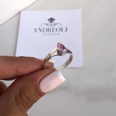 anillo compromiso centro cubic gota rosa (cod an258) en internet